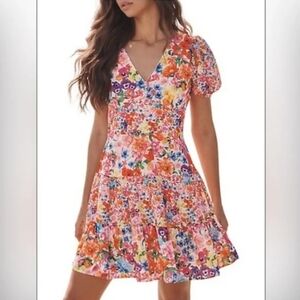 NWOT Mary Katrantzou X Lipsy London Vibrant Multicolor Floral Mini Dress. 4 US.